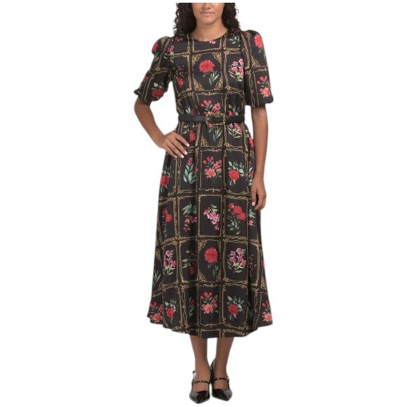 TAYLOR Belted Satin Maxi Dress - Picture 1 of 3